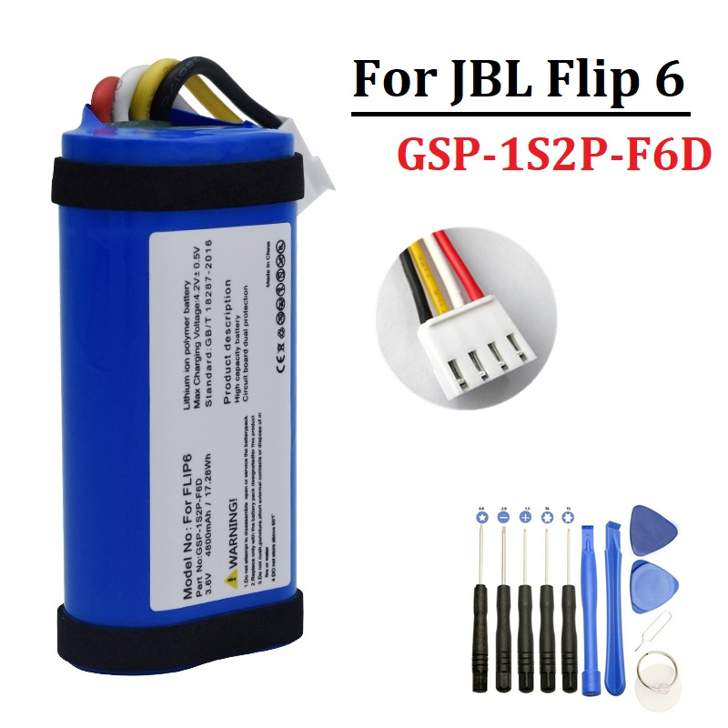 Jbl Speaker Flip 6 - Batterie 4800mAh pour haut-parleur Bluetooth sans